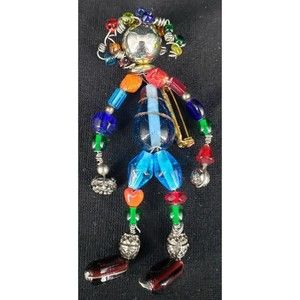 Artisan Moonbabies Multicolor Glass Beaded Brooch Jewelry Pin
